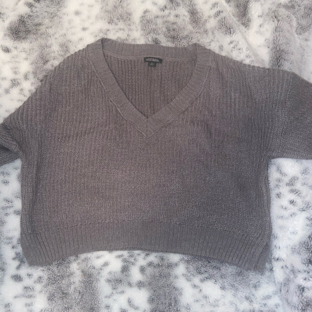 Grey Cropped Sweater